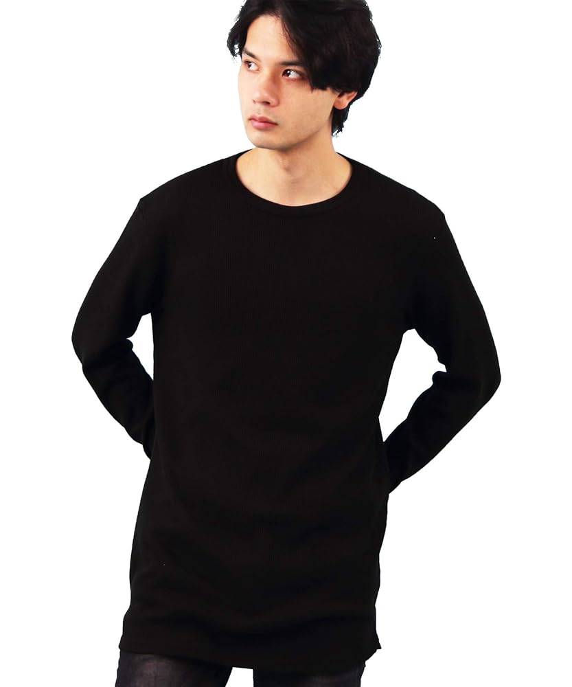 Amazon | 8(eight) (エイト) ロング丈 長袖Tシャツ ワッフル生地